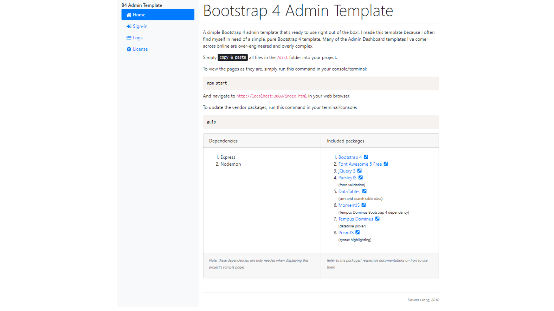Bootstrap 4 Admin Dashboard Template