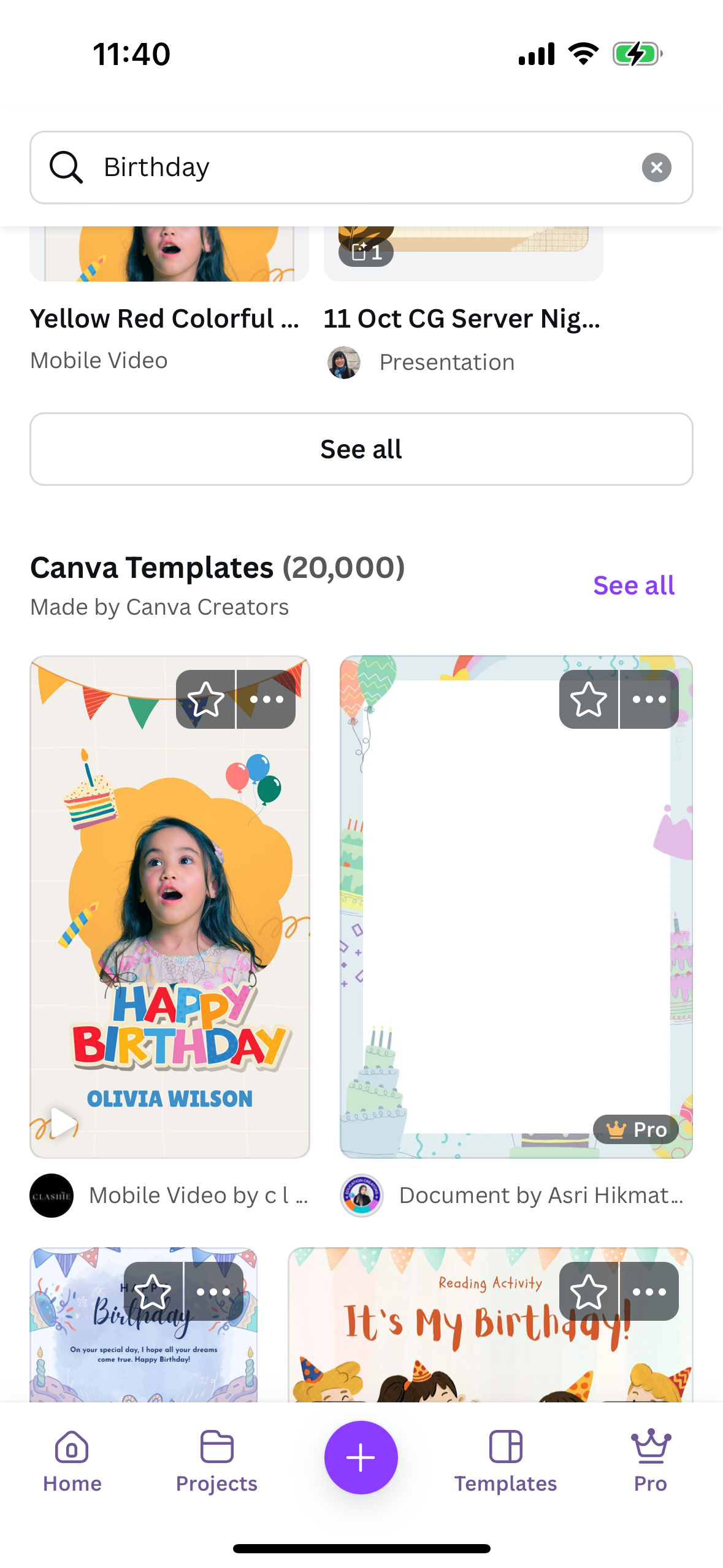 Canva Mobile, Choosing a Project to Work On